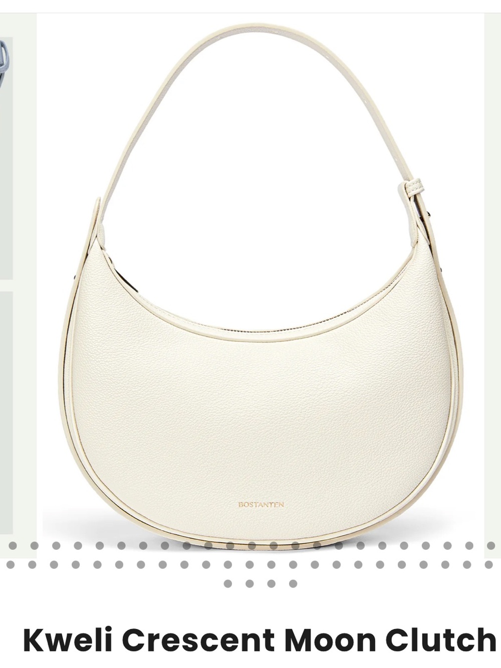 BOSTANTEN Crescent Hobo Shoulder Bag – Cream/Ivory – New With Tags
